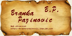 Branka Pažinović vizit kartica